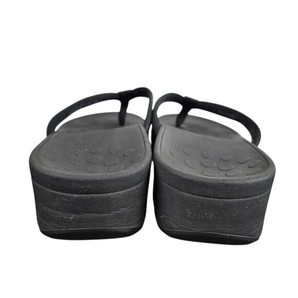 Vionic 380 High Tide Sandals Sz 8 Black Flip Flop Wedge - Picture 11 of 12